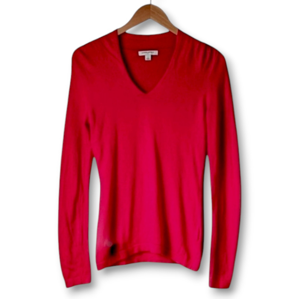 Banana Republic Cashmere Wool Blend Holiday Red V-neck Sweater sz S